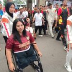Salah satu atlet disabilitas dalam organisasi NPCI Sumsel, saat menghadiri perayaan Haornas 2025 Sumsel di halaman DPRD Sumsel (IST)