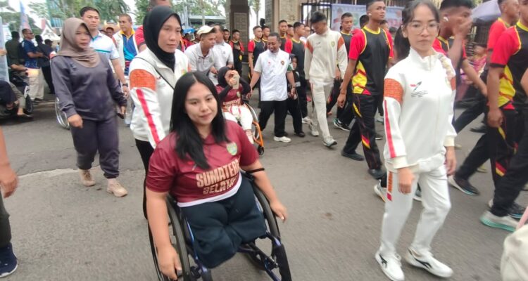 Salah satu atlet disabilitas dalam organisasi NPCI Sumsel, saat menghadiri perayaan Haornas 2025 Sumsel di halaman DPRD Sumsel (IST)