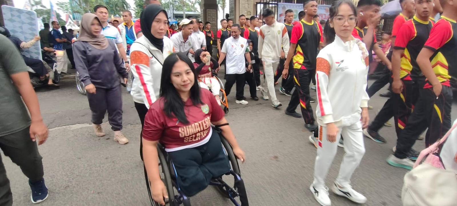 Salah satu atlet disabilitas dalam organisasi NPCI Sumsel, saat menghadiri perayaan Haornas 2025 Sumsel di halaman DPRD Sumsel (IST)