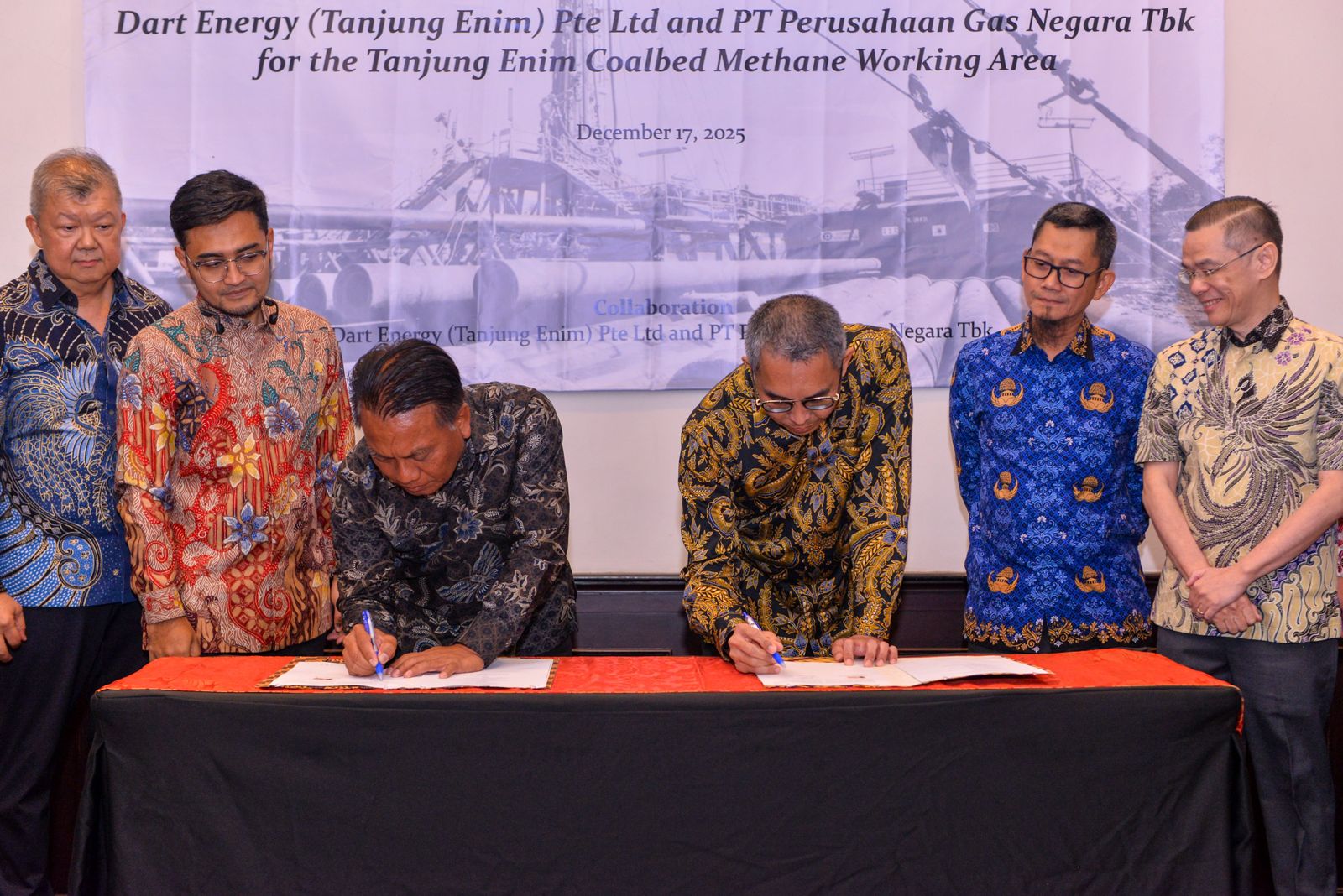 PGN dan Dart Energy menandatangani Perjanjian Jual Beli Gas (PJBG) dimana Dart Energy akan memasok CBM kepada PGN (Dok. Humas PGN / Seputarsumatera.com)