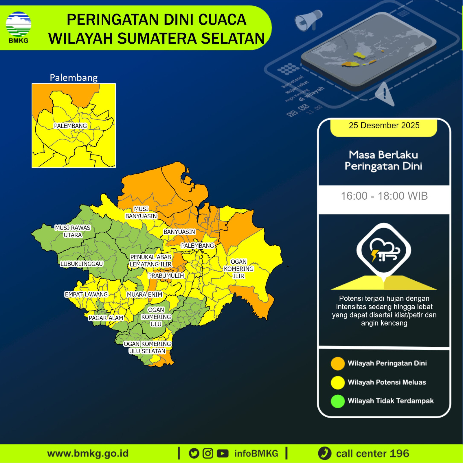 Prakiraan cuaca Sumsel (Dok. Humas BMKG Sumsel / Seputarsumatera.com)
