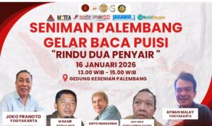 Bersama 2 Penyair Yogyakarta, seniman Sumsel gelar baca puisi di Gedung Kesenian Palembang (Dok. Humas DKP / Seputarsumatera.com)