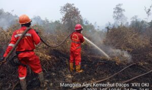 Para petugas area Tim 1 Manggala Agni sedang memadamkan api di kawasan operasi DAm Talang Rimba Cengal OKI (Dok. Humas Manggala Agni Sumatera / Seputarsumatera.com) Para petugas area Tim 1 Manggala Agni sedang memadamkan api di kawasan operasi DAm Talang Rimba Cengal OKI (Dok. Humas Manggala Agni Sumatera / Seputarsumatera.com)